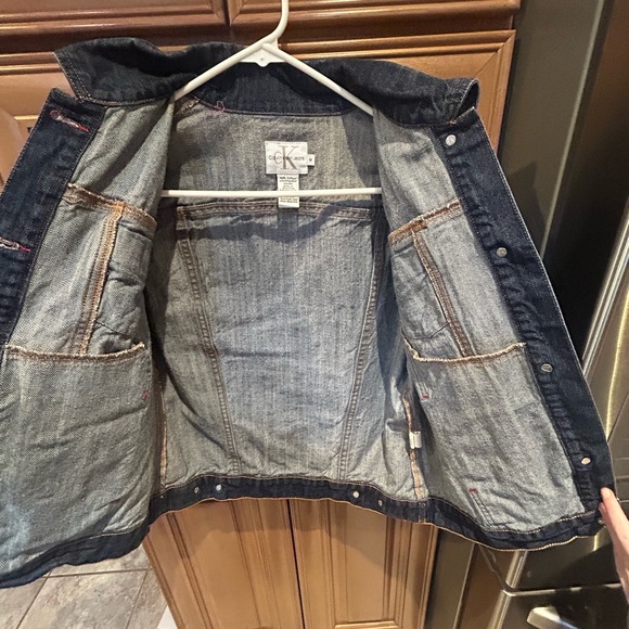 Calvin Klein Dark Blue Denim Jacket Women Size Medium - Picture 3 of 6